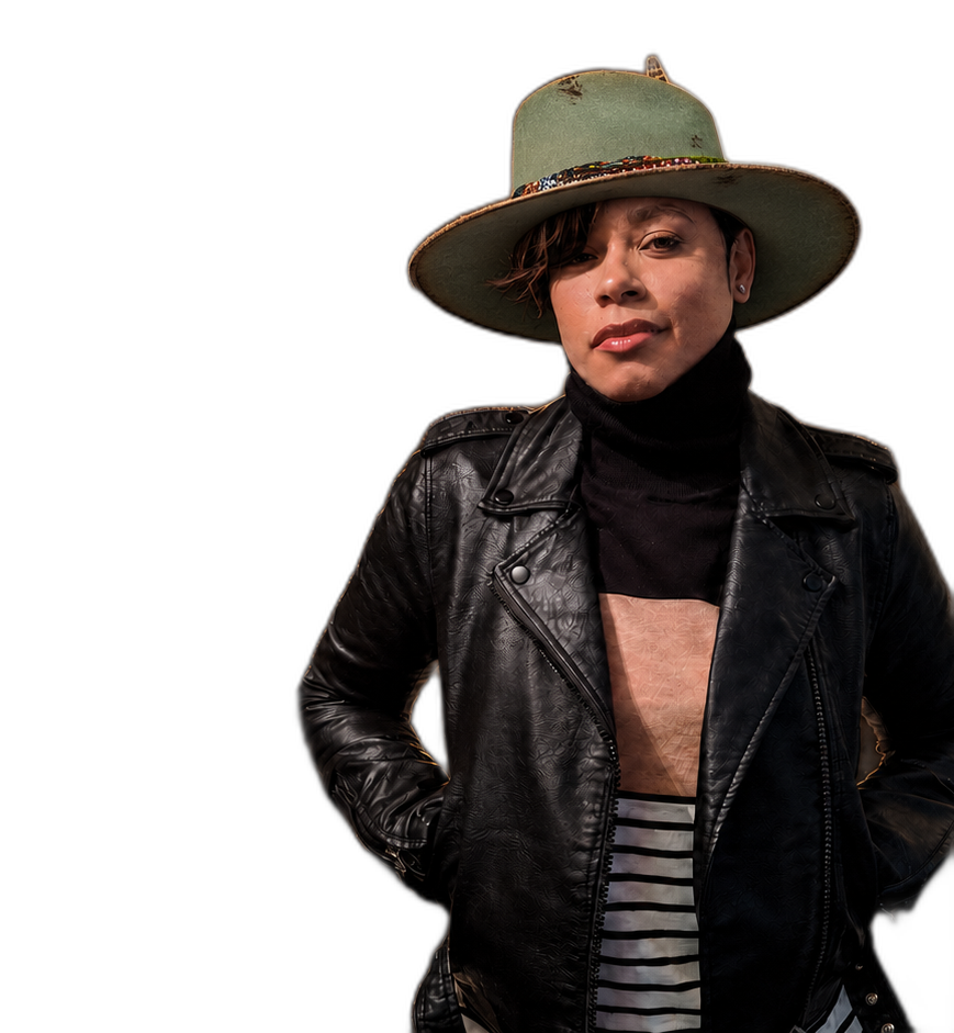 Model wearing the Sage Nomad hand-finished fedora